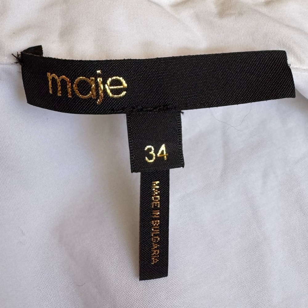 Maje Trompe L'oeil Crepe & Poplin Mini Dress White & Black 34/0/XS - Picture 11 of 13
